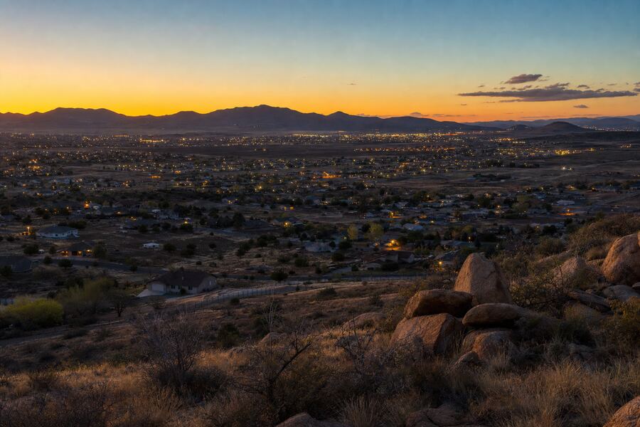 Golden hour view over Prescott Valley, Arizona